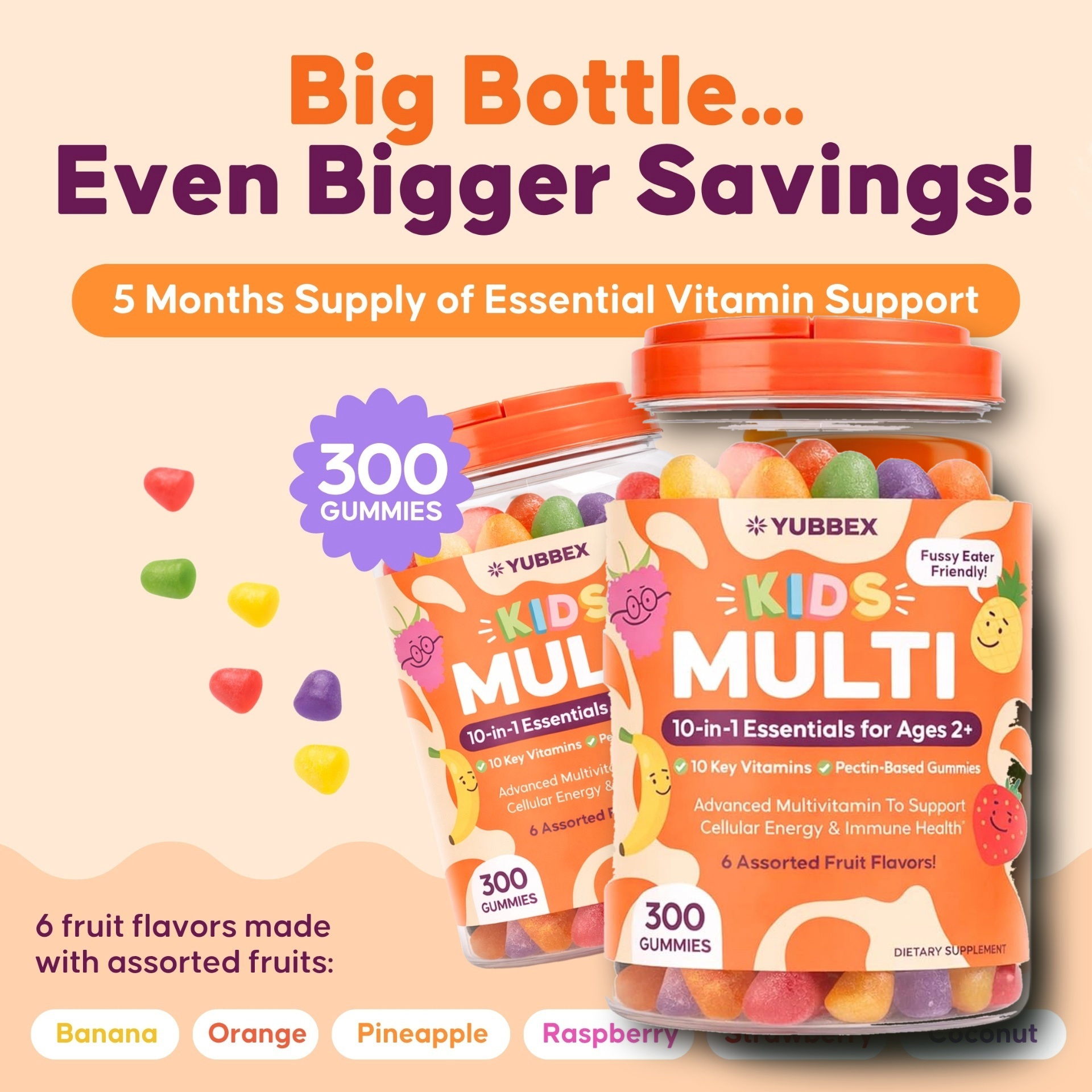 YUBBEX Kids Multi big bottle savings and 5 months supply